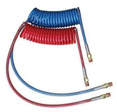 Coiled Nylon Air Brake Set Red & Blue Tubing Assembly Kit 15' Air Set w/40" Leads | 11040